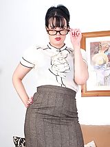 Breathtakers Pics: Librarian Tanya, prim or slutty, in nylons and heels?